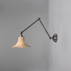 Savannah Adjustable Arm Wall Light with Small Bell-Shaped Rattan Shade
